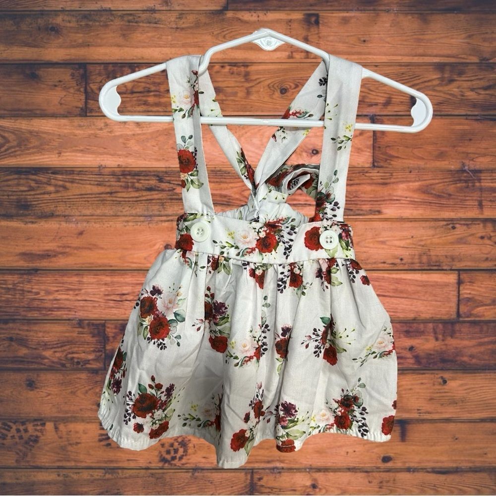 5 for $25🔥Floral White Skirt Jumpsuit‎ Romper Size 70 (6 Months)